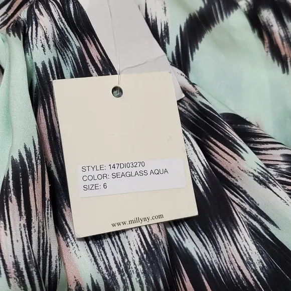 Milly Silk Ikat Print Skort Skirt Seaglass Aqua 6