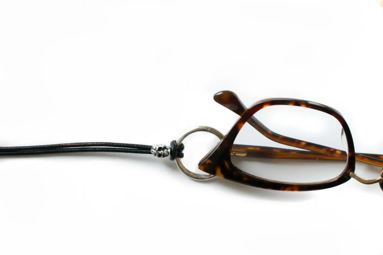 Mini skull & leather Eyering Necklace
