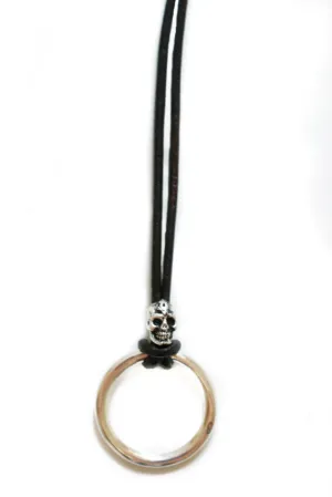 Mini skull & leather Eyering Necklace