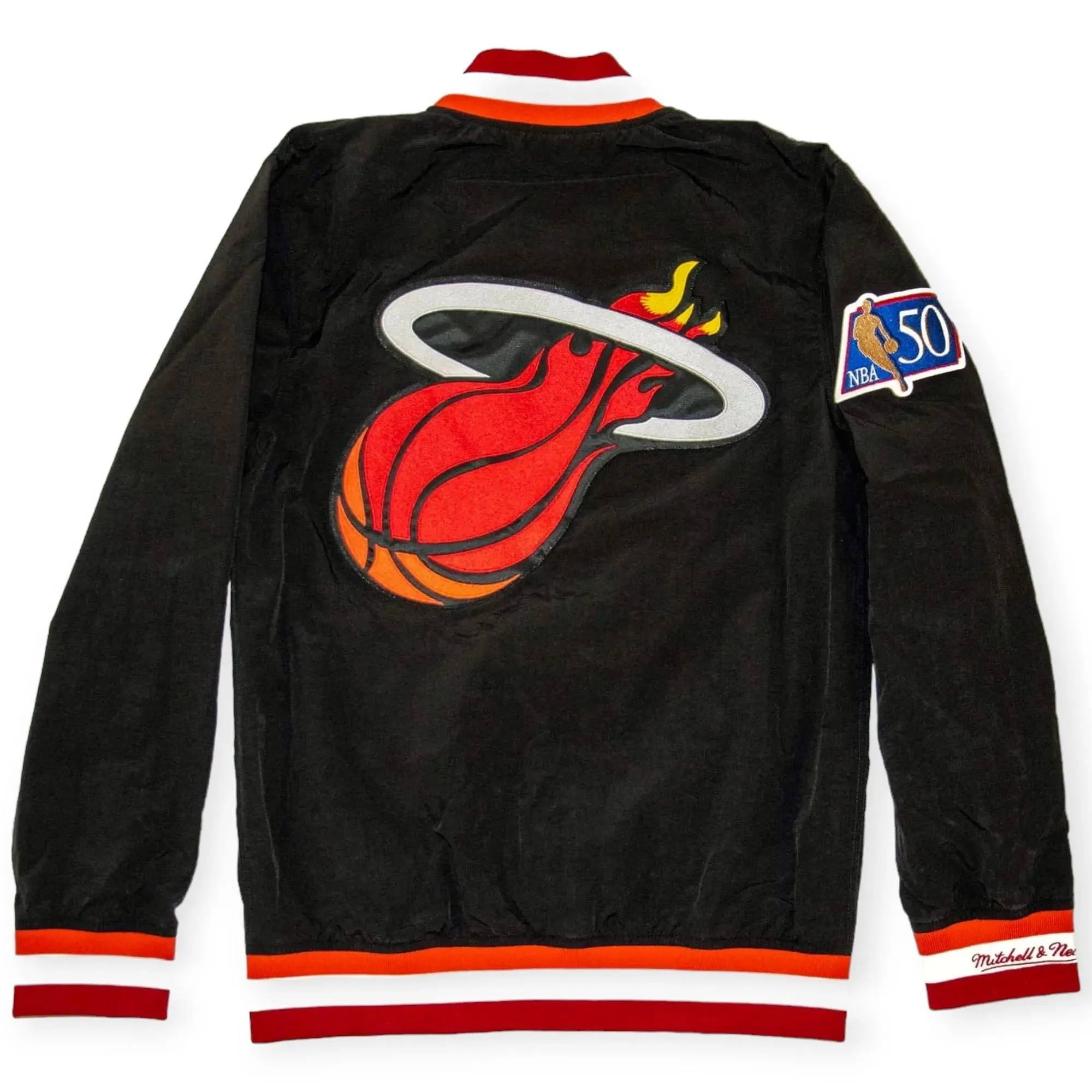 Mitchell &amp; Ness Men Hardwood Classic Heat Jacket(Black Red Team)