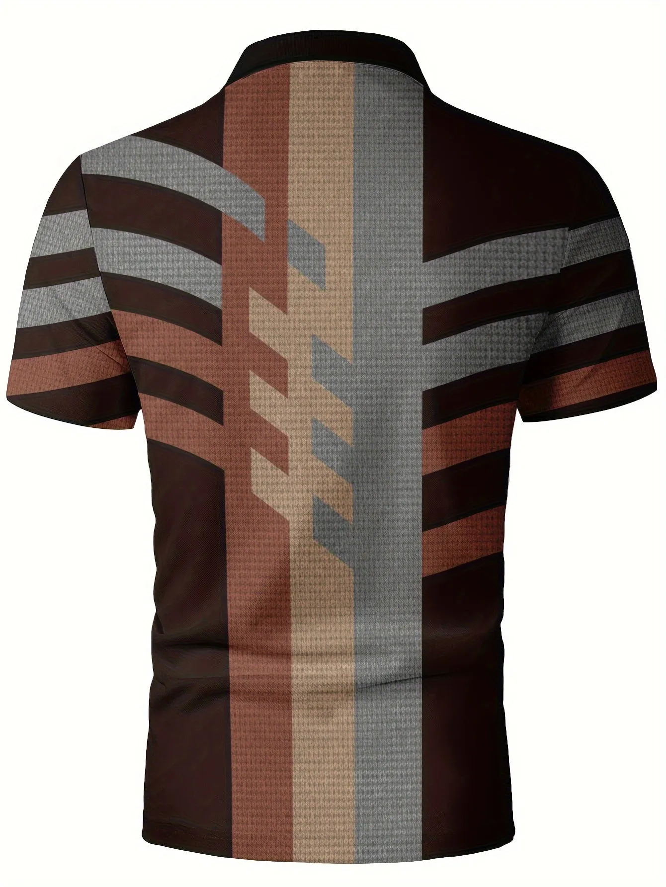 Modern Color-Blocked Men's Short Sleeve Shirt with Zipper