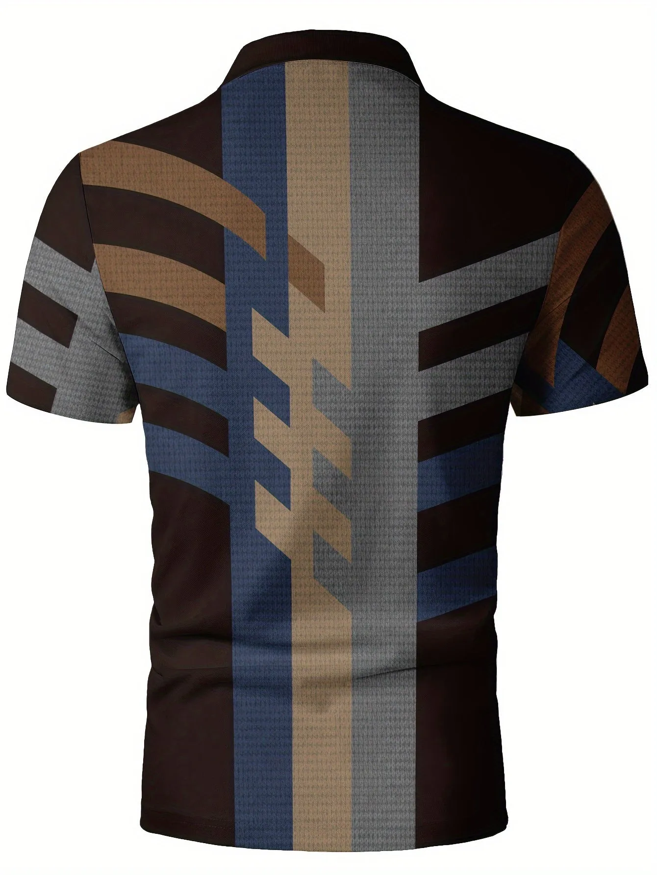 Modern Color-Blocked Men's Short Sleeve Shirt with Zipper