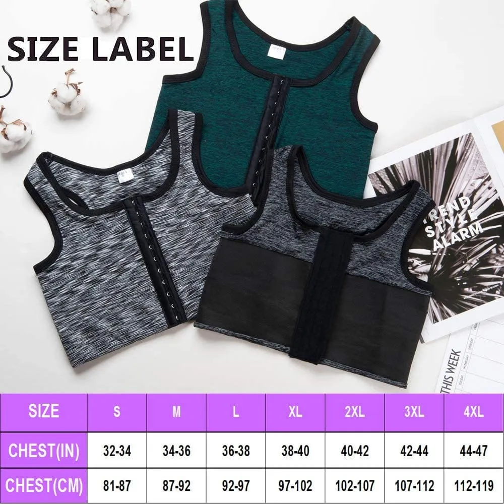 MRIMIN FTM 3 Rows Central Clasp Chest Binder Tank Top For Tomboy Transgender-MRB04