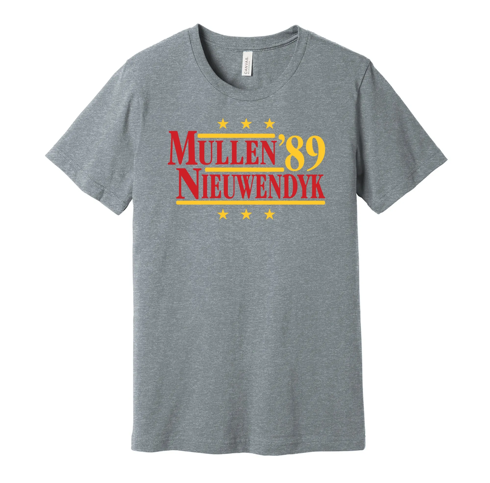 Mullen & Nieuwendyk '89 - Calgary Hockey Legends Political Campaign Parody T-Shirt - Hyper Than Hype Shirts