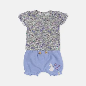 Multicoloured Floral Print Top And Short Set