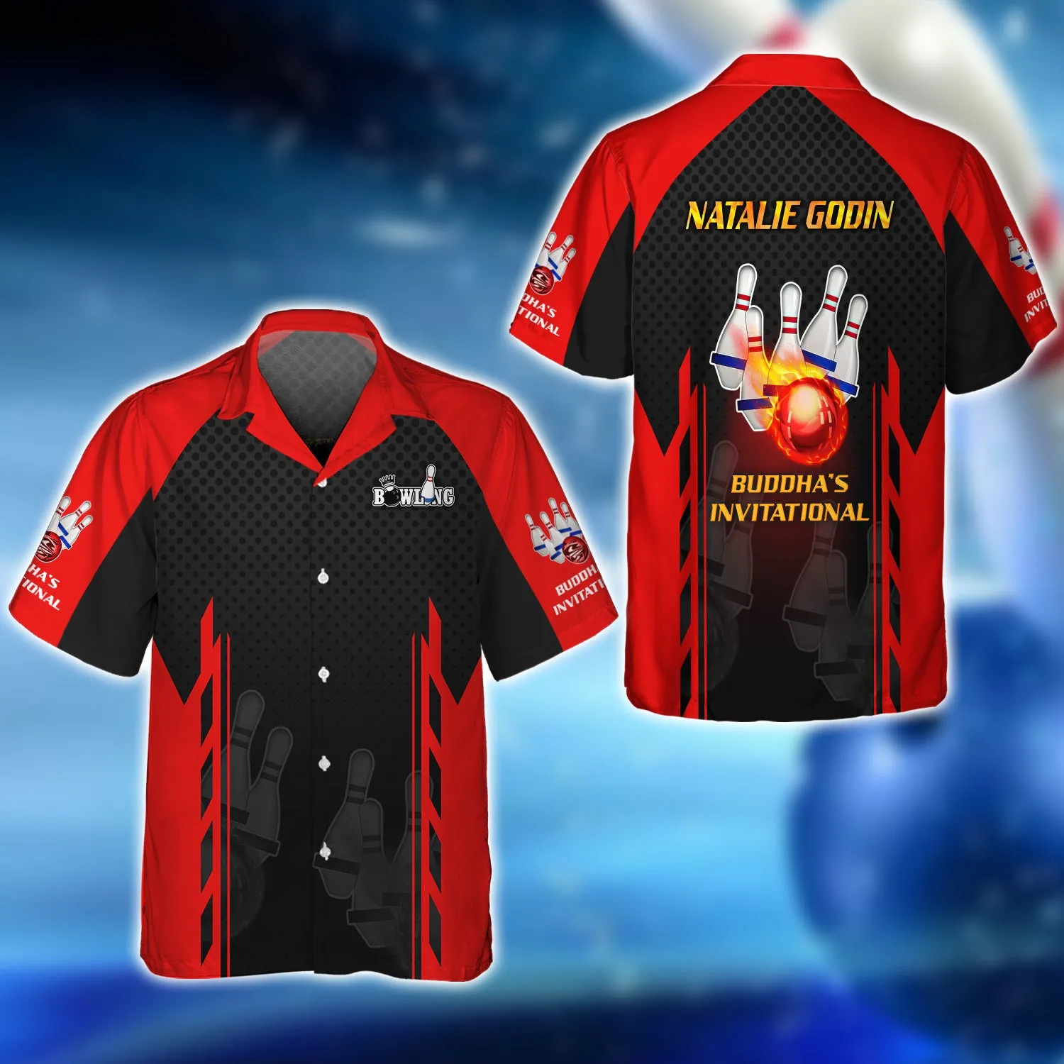 Natalie Godin Blue Bowling 5Pins On Fire 3D Shirt - QB95