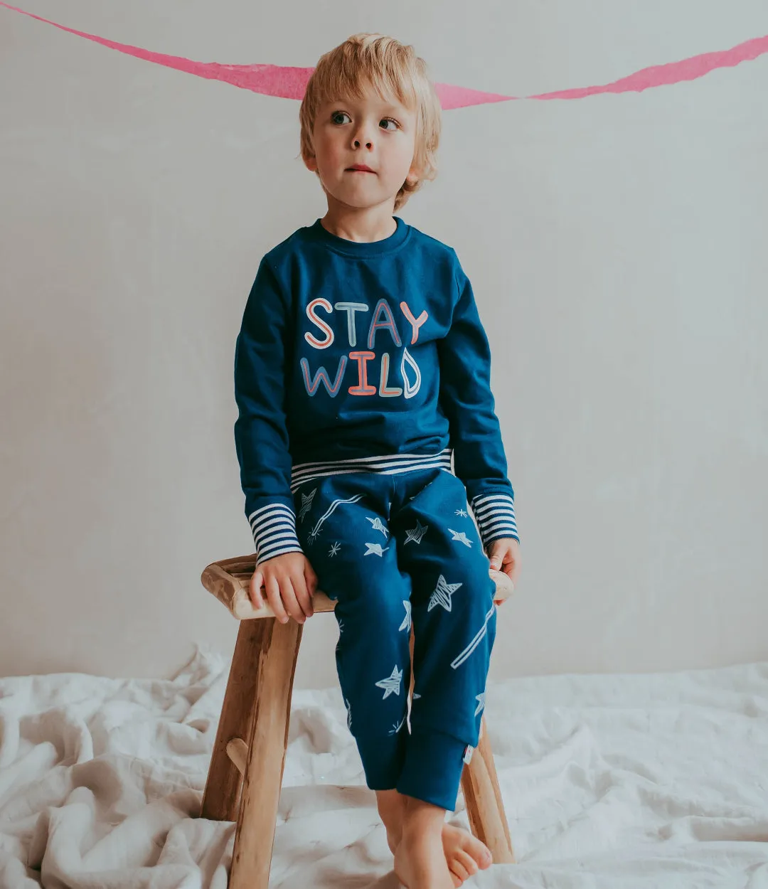 Navy Stay Wild Slogan Print Sweatshirt