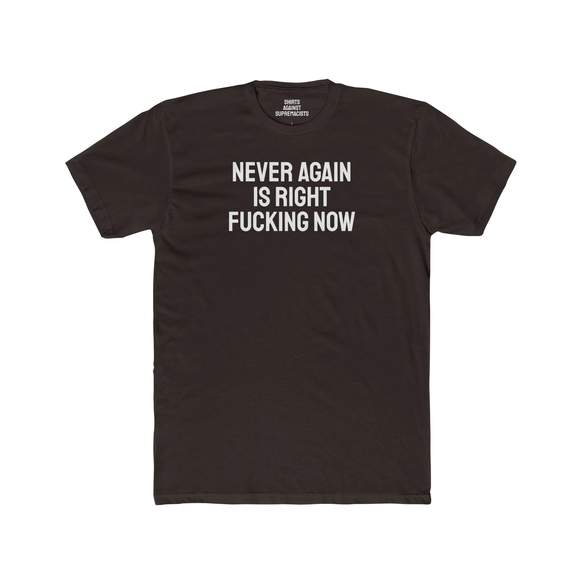 Never Again Is Right Fucking Now - Unisex Cotton Crew Tee