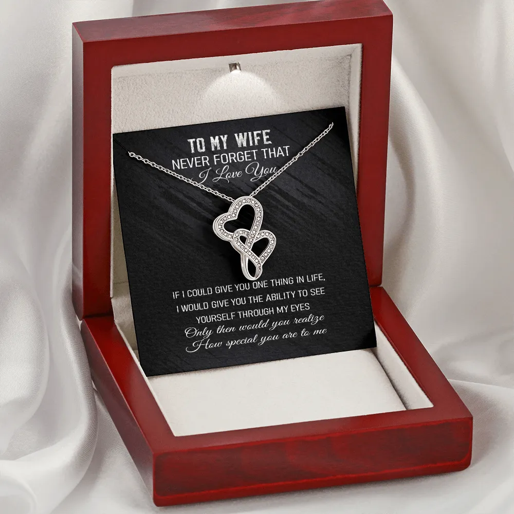 Never Forget That I Love You - Double Hearts Necklace Message Card