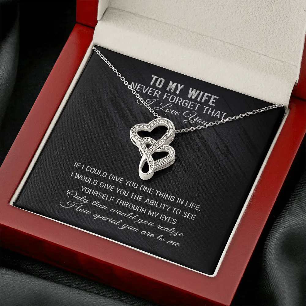 Never Forget That I Love You - Double Hearts Necklace Message Card