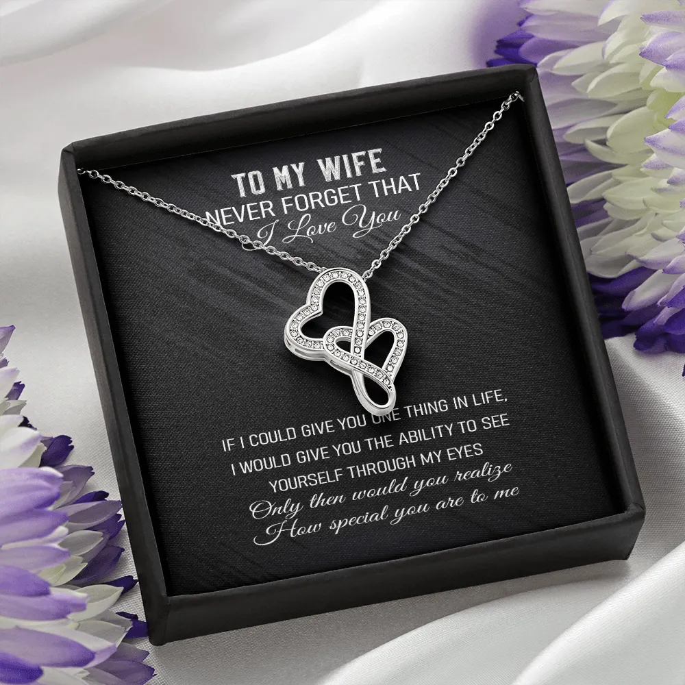 Never Forget That I Love You - Double Hearts Necklace Message Card