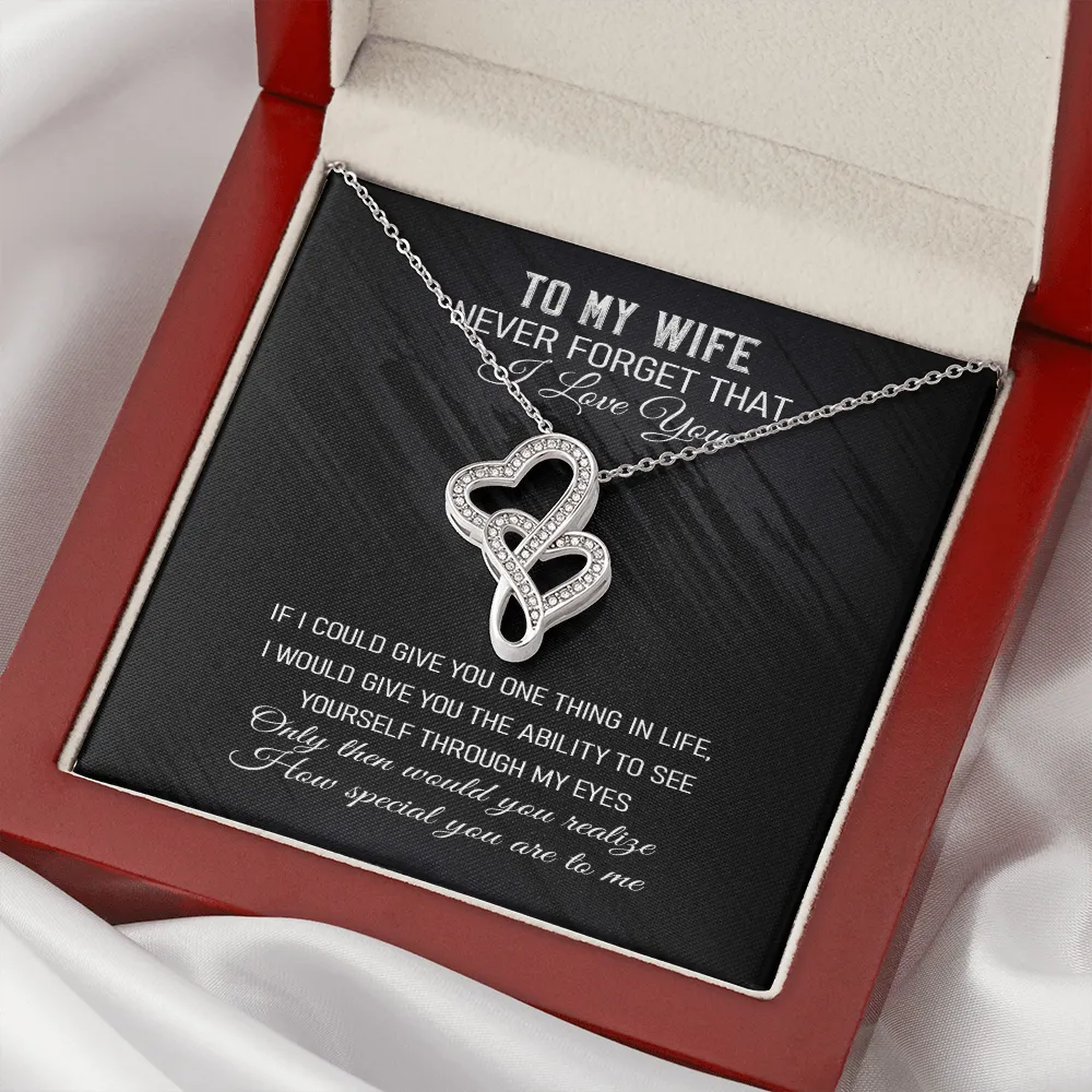 Never Forget That I Love You - Double Hearts Necklace Message Card