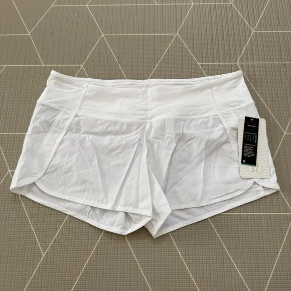 NEW Lululemon Run Times Shorts Size 12 White Mid-Rise 4&quot; Inseam