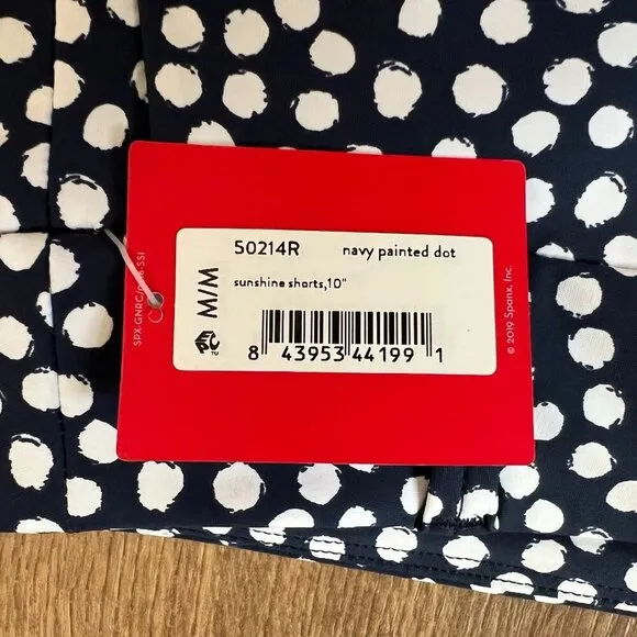NEW Spanx Sunshine Shorts Navy Painted Dot- golf