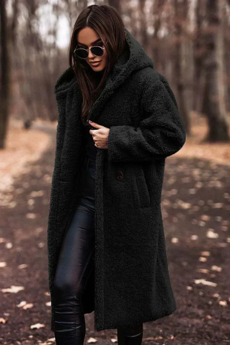 Nina Long Teddy Coat - Trendy Winter Comfort & Luxury Wool Blend