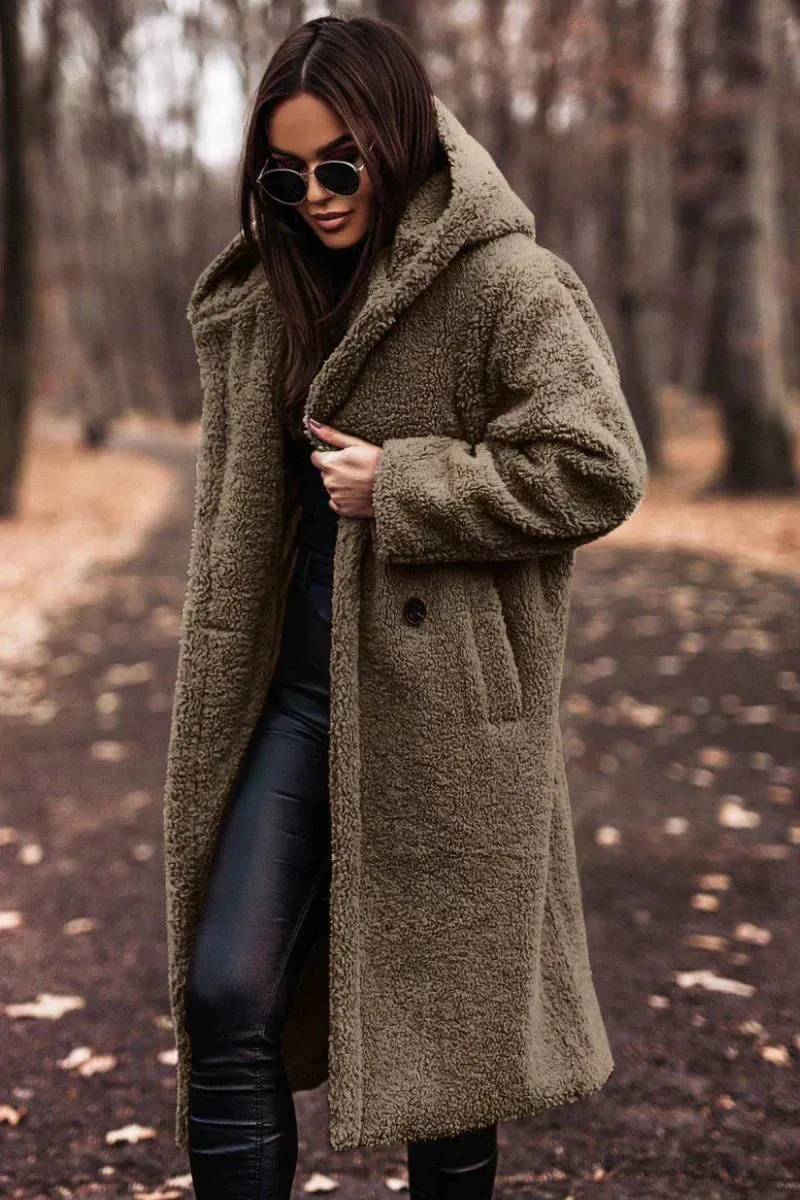 Nina Long Teddy Coat - Trendy Winter Comfort & Luxury Wool Blend