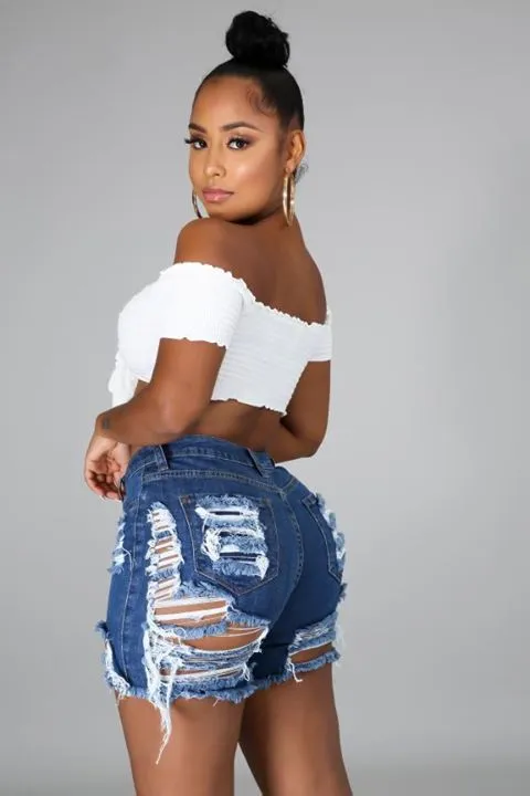 No Bad Vibes Denim Shorts