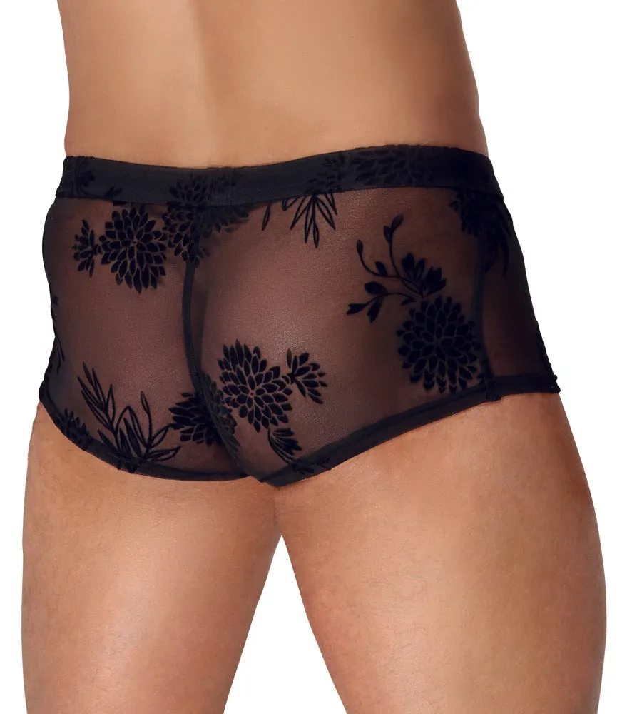 Noir Handmade Flock Embroidery Shorts