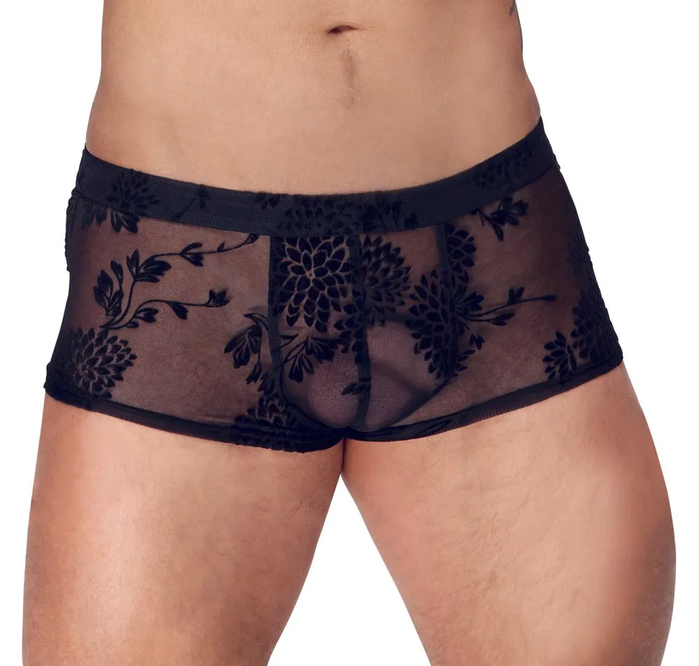 Noir Handmade Flock Embroidery Shorts