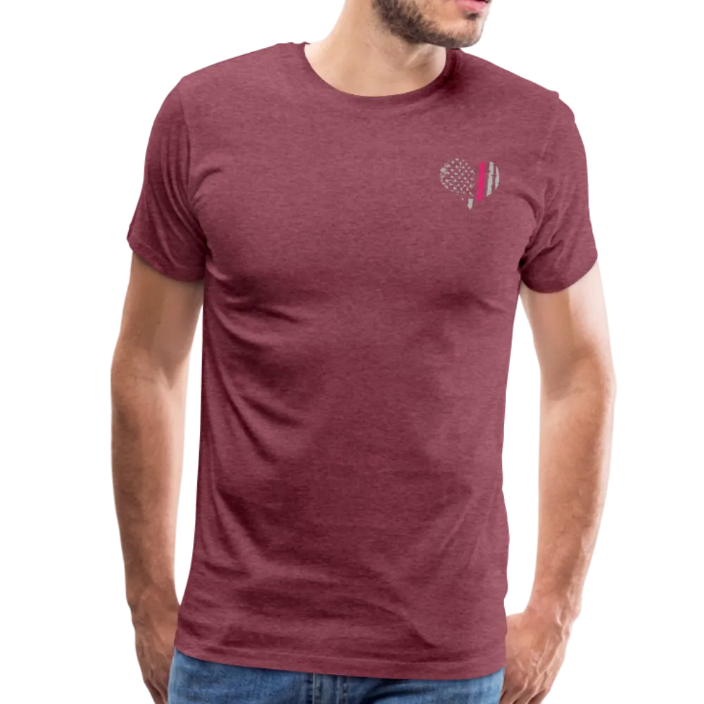 Nurse Flag Shirt - American Flag Heart Pink Strip on Front Men's Premium T-Shirt (CK1818)