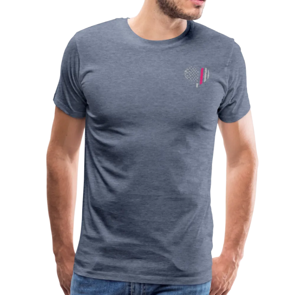 Nurse Flag Shirt - American Flag Heart Pink Strip on Front Men's Premium T-Shirt (CK1818)