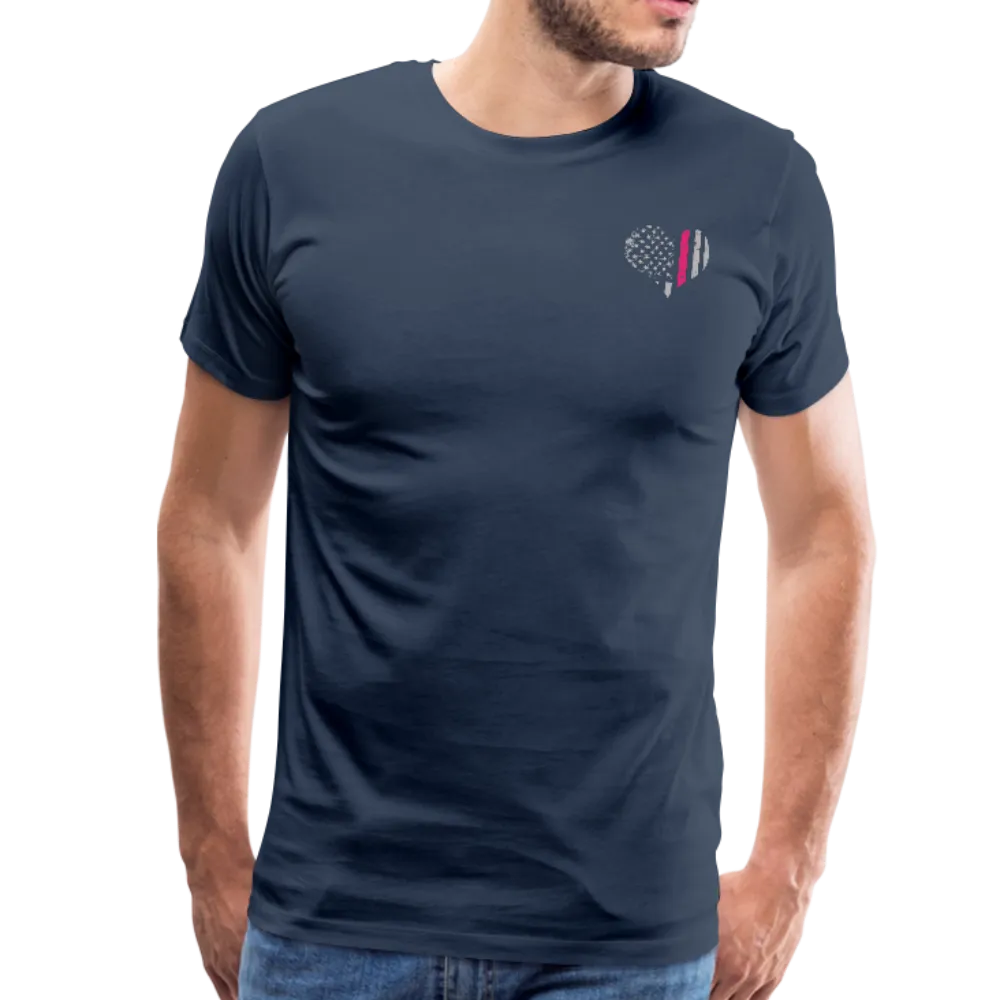 Nurse Flag Shirt - American Flag Heart Pink Strip on Front Men's Premium T-Shirt (CK1818)