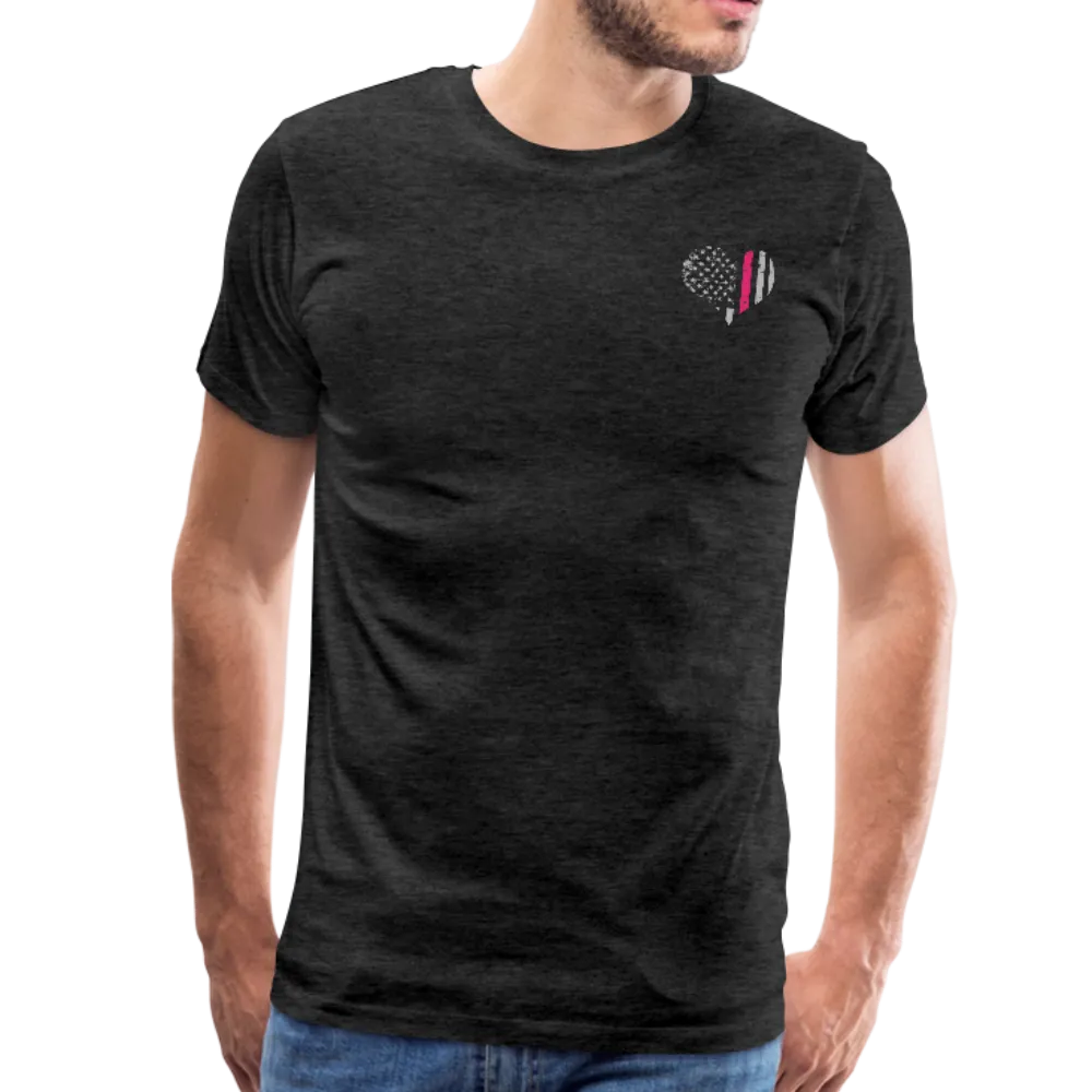 Nurse Flag Shirt - American Flag Heart Pink Strip on Front Men's Premium T-Shirt (CK1818)