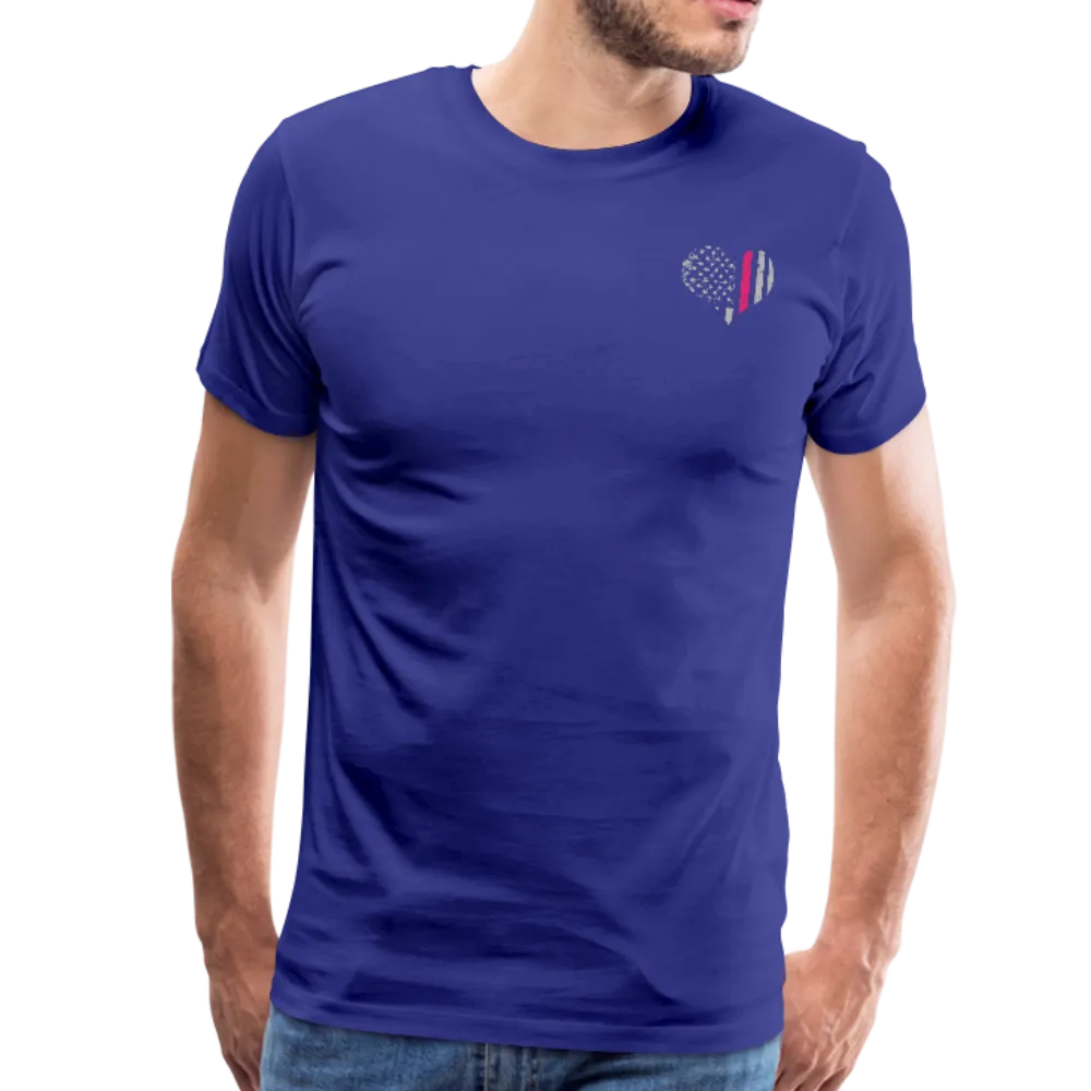Nurse Flag Shirt - American Flag Heart Pink Strip on Front Men's Premium T-Shirt (CK1818)