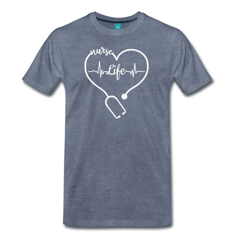 Nurse Life Stethoscope and Heart Beat Men's Premium T-Shirt (CK