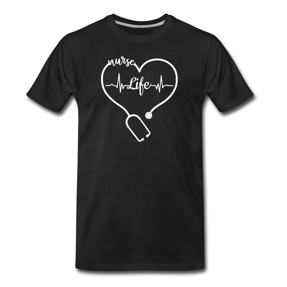 Nurse Life Stethoscope and Heart Beat Men's Premium T-Shirt (CK