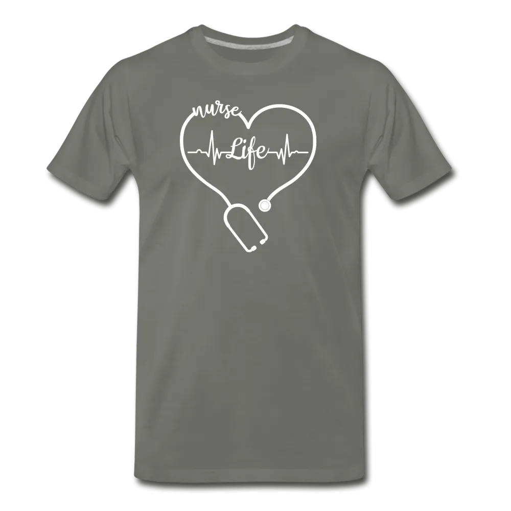 Nurse Life Stethoscope and Heart Beat Men's Premium T-Shirt (CK