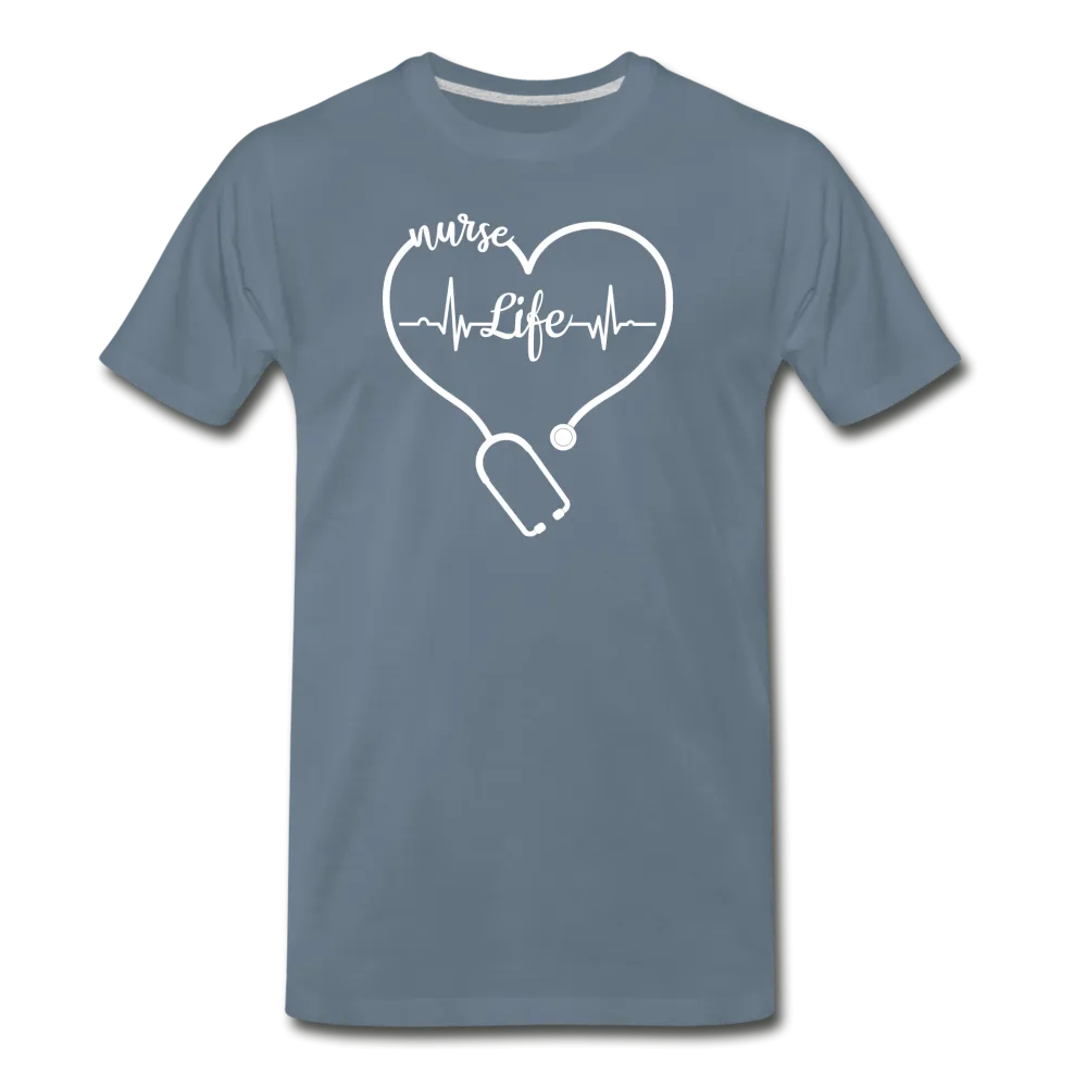 Nurse Life Stethoscope and Heart Beat Men's Premium T-Shirt (CK