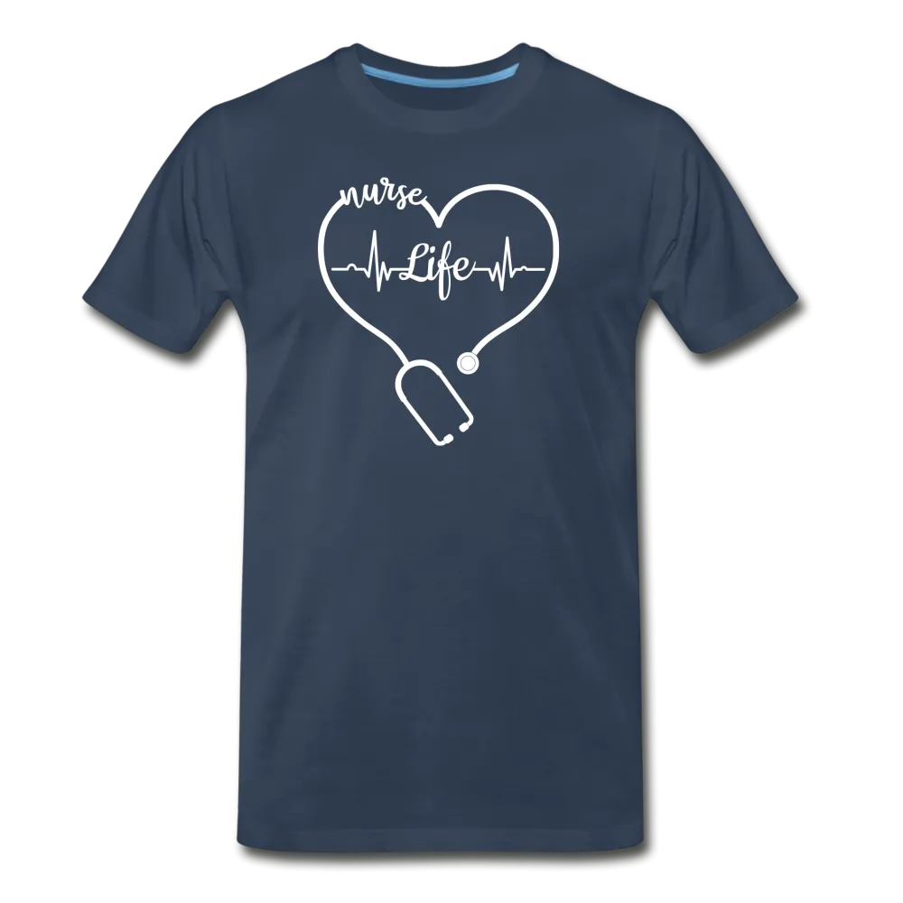 Nurse Life Stethoscope and Heart Beat Men's Premium T-Shirt (CK