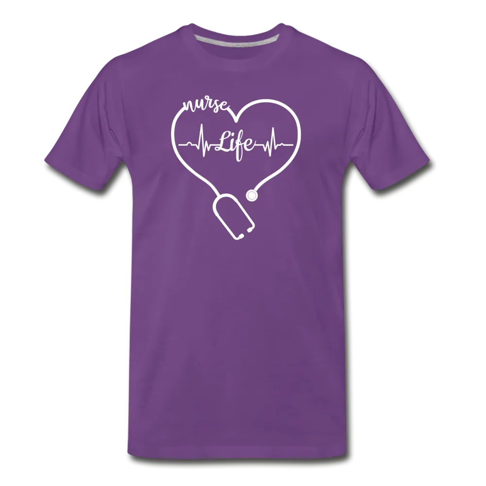 Nurse Life Stethoscope and Heart Beat Men's Premium T-Shirt (CK