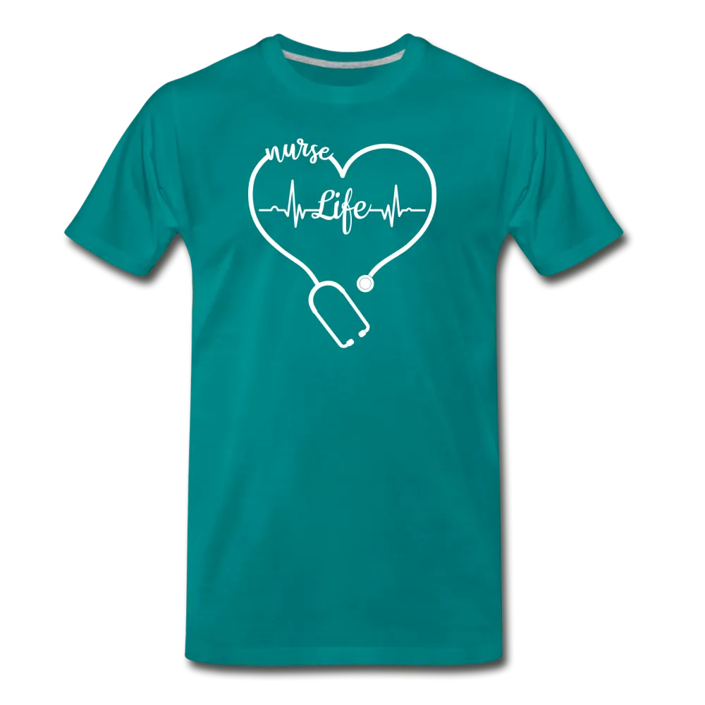 Nurse Life Stethoscope and Heart Beat Men's Premium T-Shirt (CK