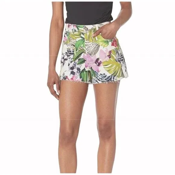 NWT Guess Claudia Shorts in Island Fancy, Raw Hem