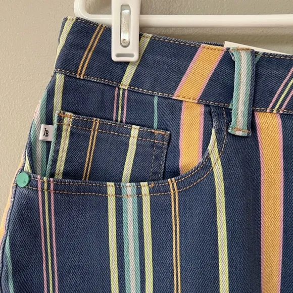 NWT Judy Blue Striped High-Rise Frayed Shorts