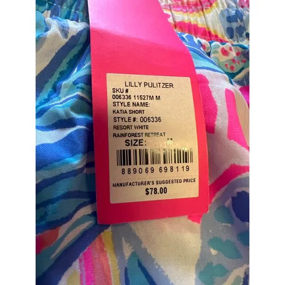 NWT Lilly Pulitzer Womens Resort White Rainforest Retreat Katia Shorts Size M