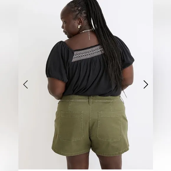 NWT Madewell Perfect Military Cotton Twill Shorts Size 24W Palm Tree