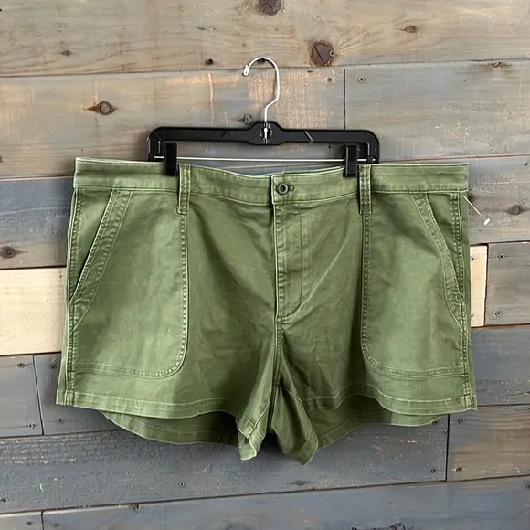 NWT Madewell Perfect Military Cotton Twill Shorts Size 24W Palm Tree