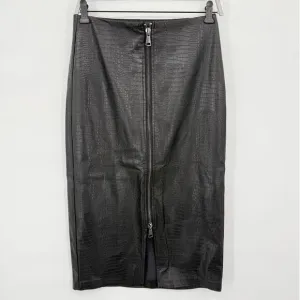NWT Steve Madden Hayes Midi Skirt Faux Snakeskin Leather Full Zip Black Size 2