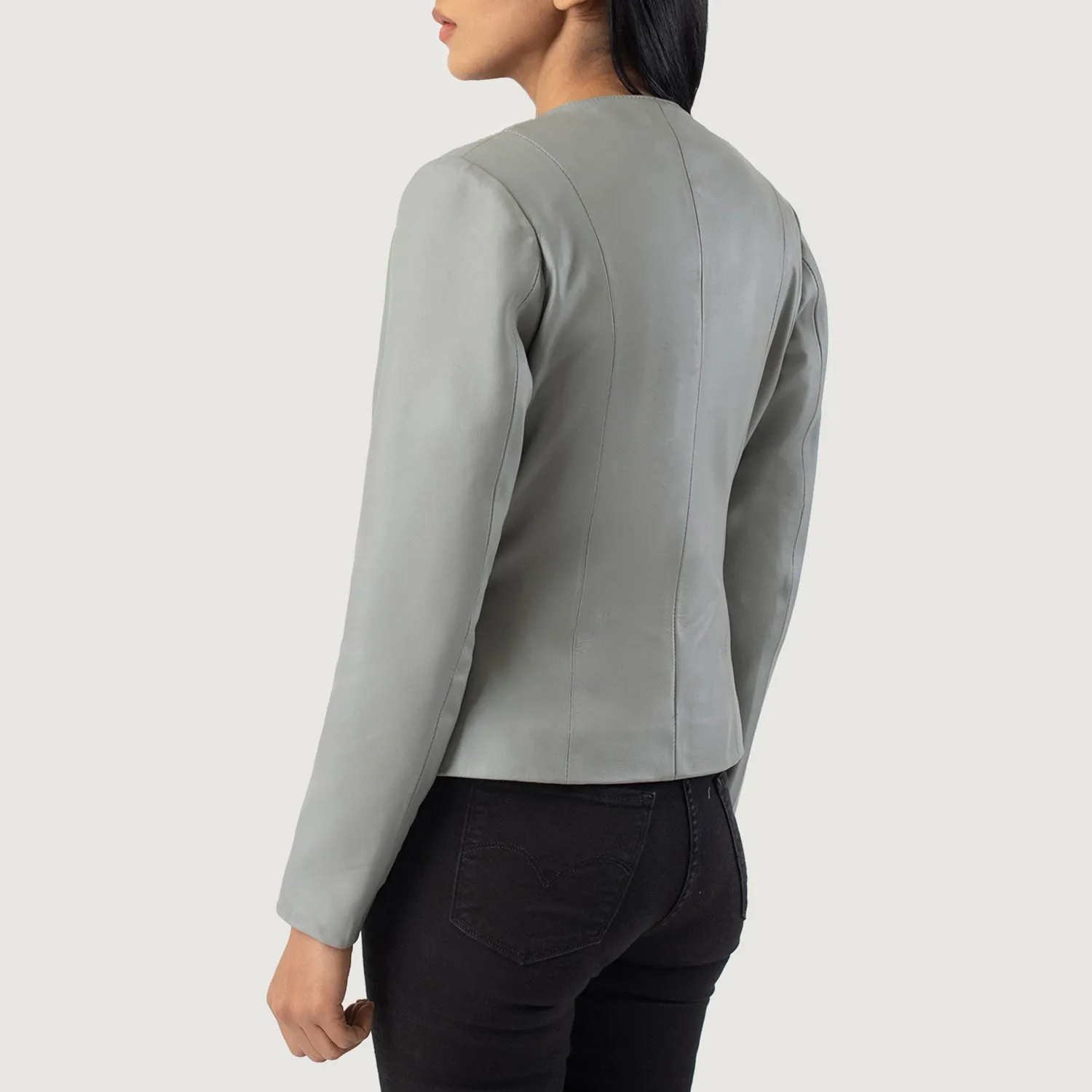 Odette Classic Collarless Leather Jacket