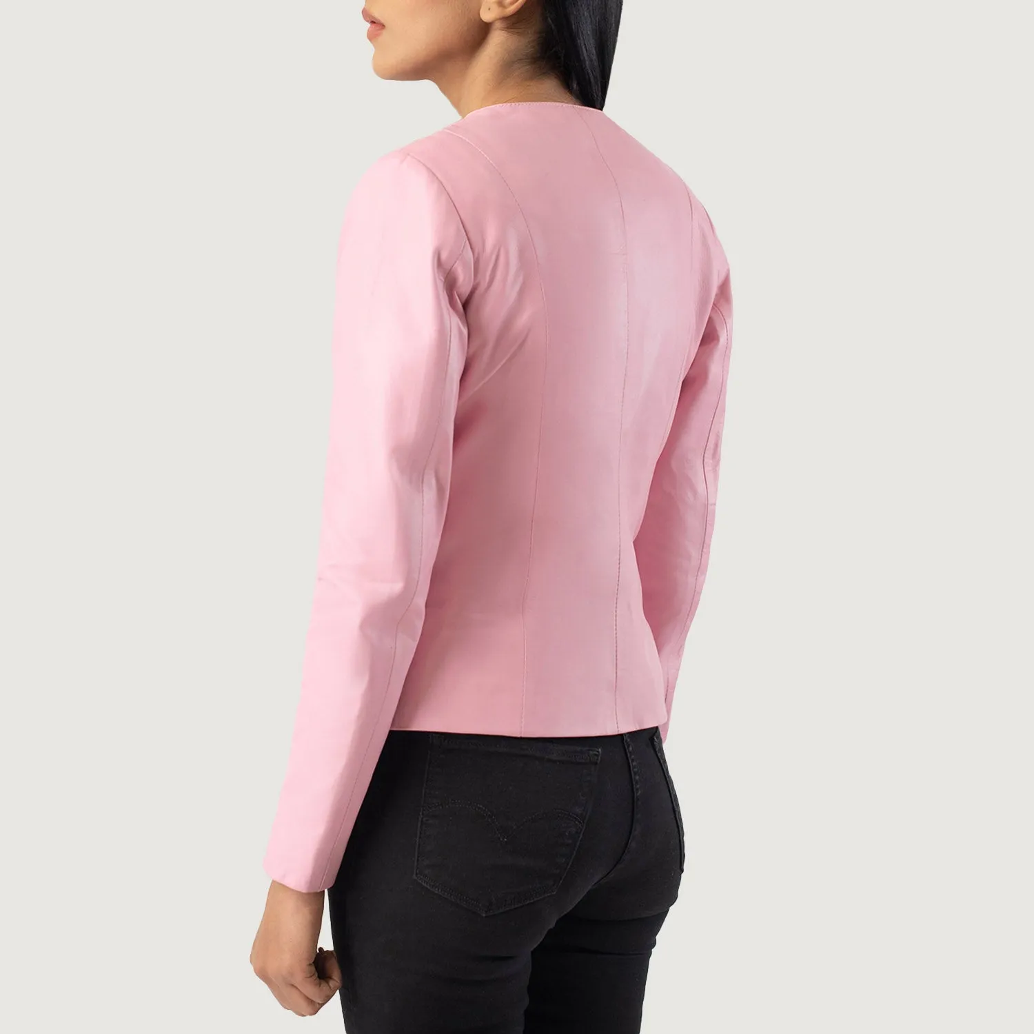 Odette Classic Collarless Leather Jacket