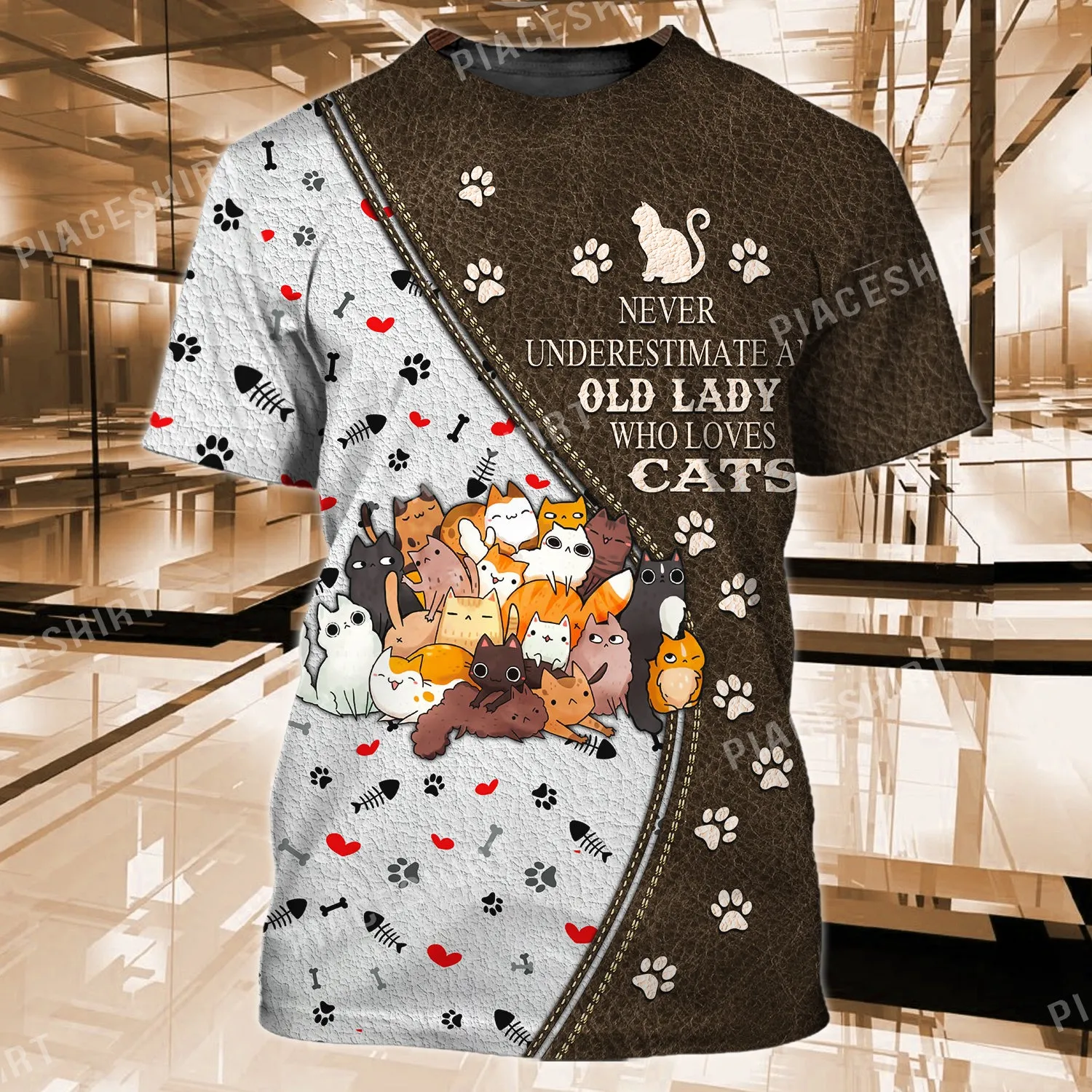 Old Lady Who Love Cats 3D Full Print Shirts