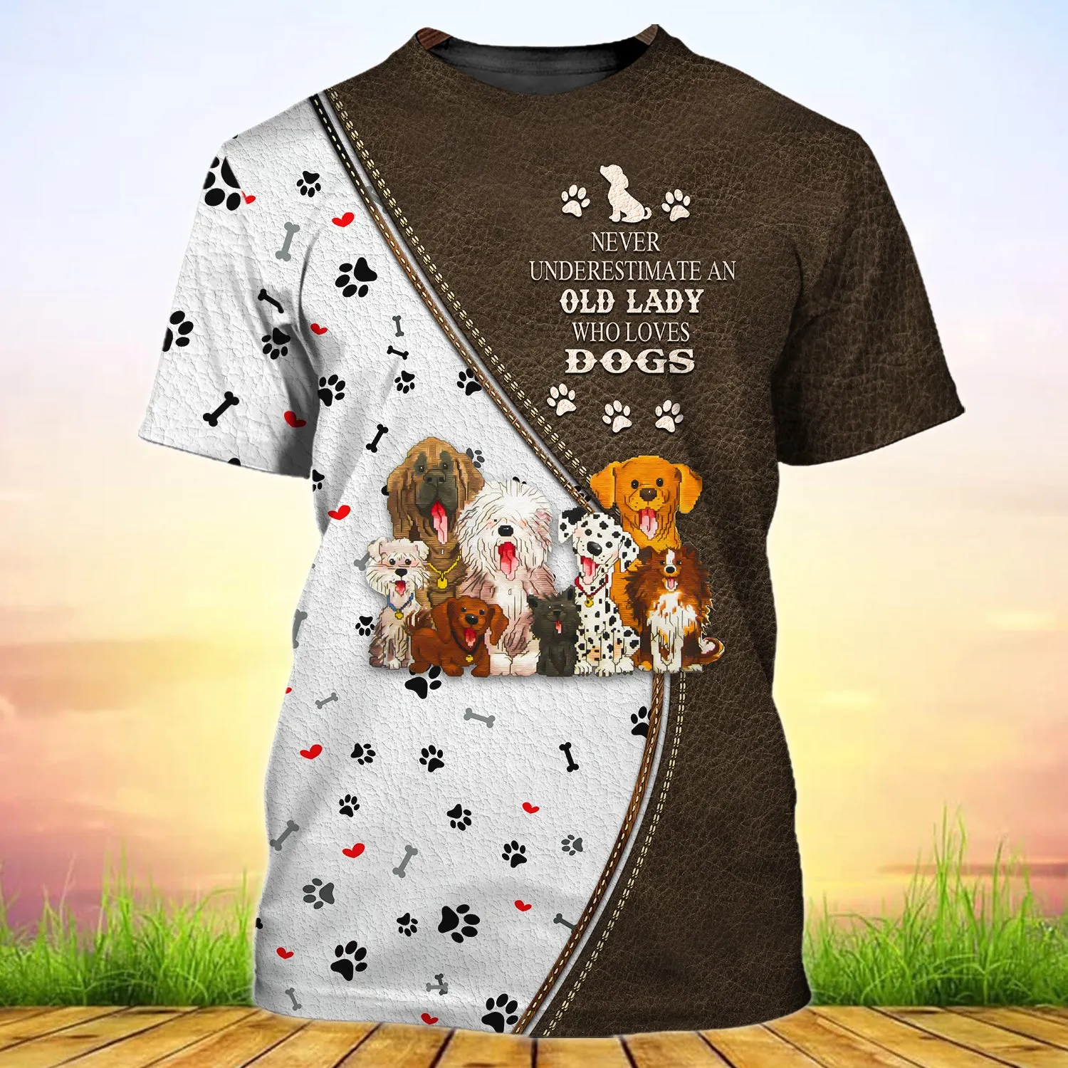 Old Lady Who Love Dogs 3D Full Print Shirts
