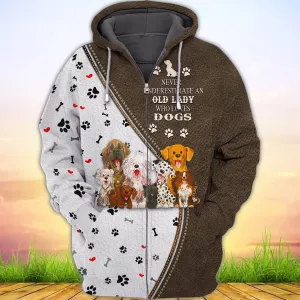 Old Lady Who Love Dogs 3D Full Print Shirts