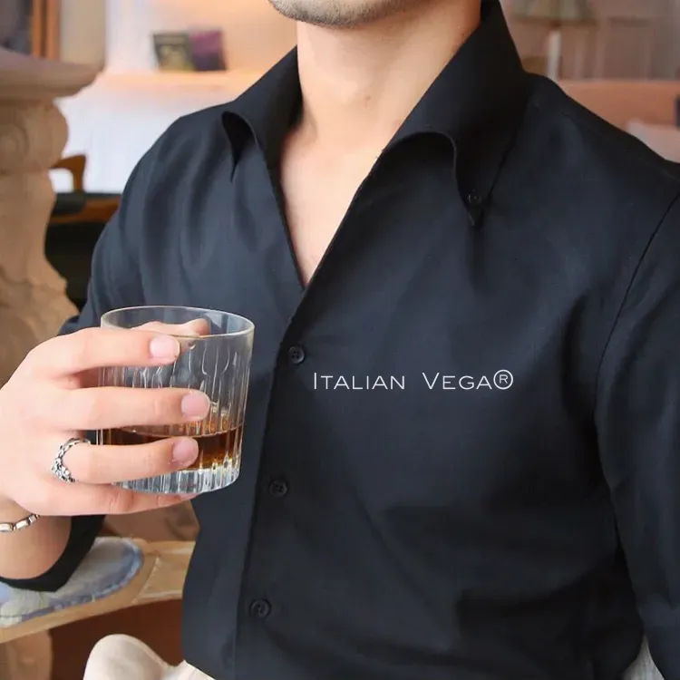 Old Money Black Shirt with Sky Blue Denim Signature Buttoned Gurkha Pant by ITALIAN VEGA®