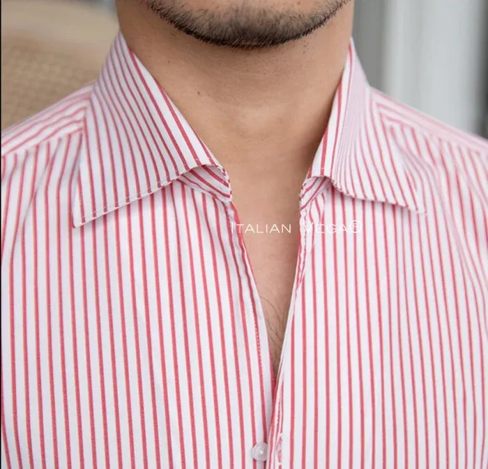 Old Money Crepe Stripe Shirt with Dark Blue Denim Signature Buttoned Gurkha Pant by ITALIAN VEGA®