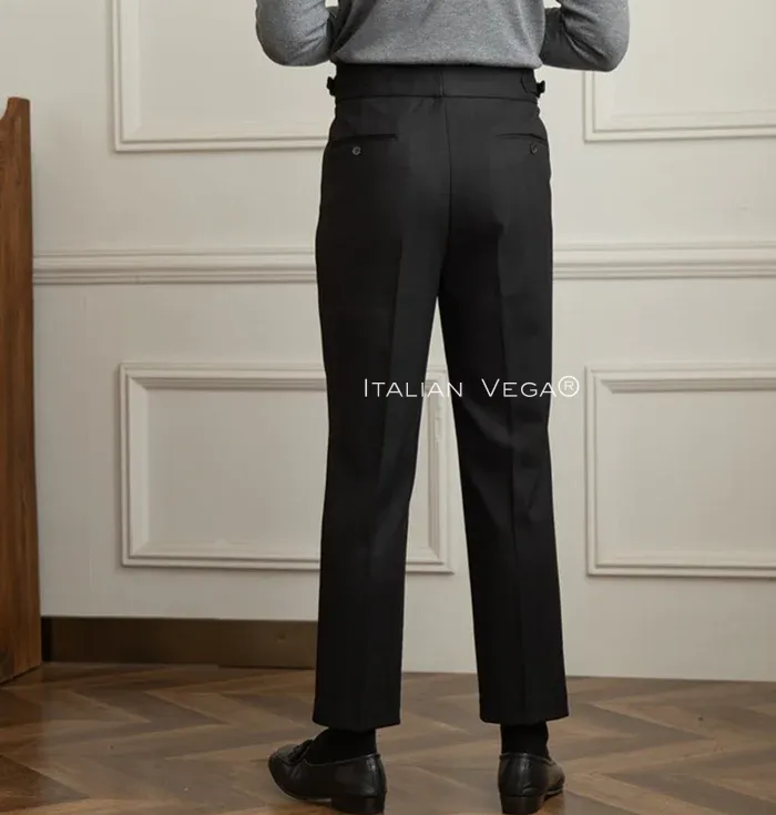 Old Money Navy Stripe Shirt with Black Herringbone Signature Buttoned Gurkha Pant by ITALIAN VEGA®