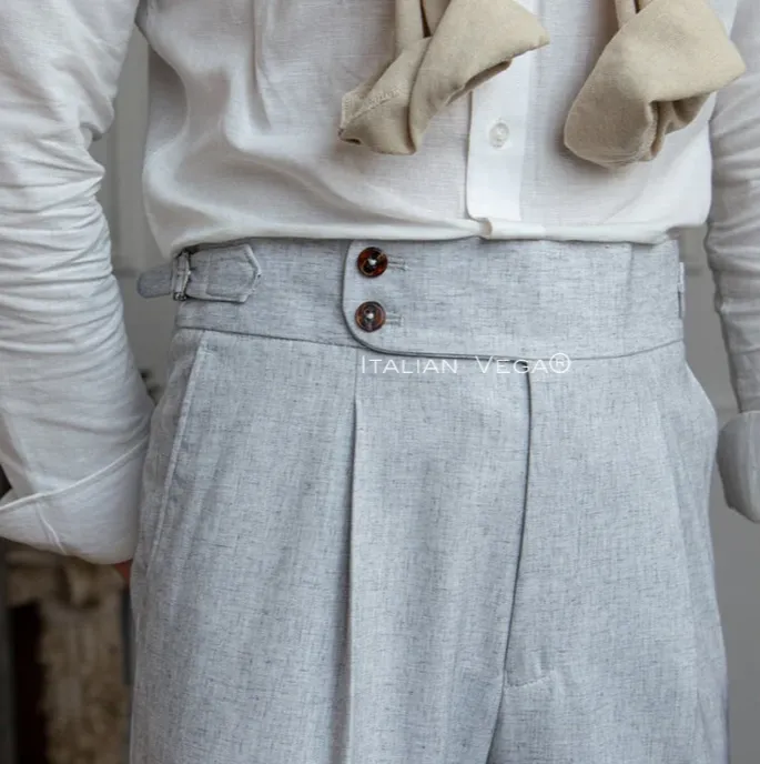 Old Money Powder Blue Shirt with Ash Grey Signature Buttoned Gurkha Pant by ITALIAN VEGA®
